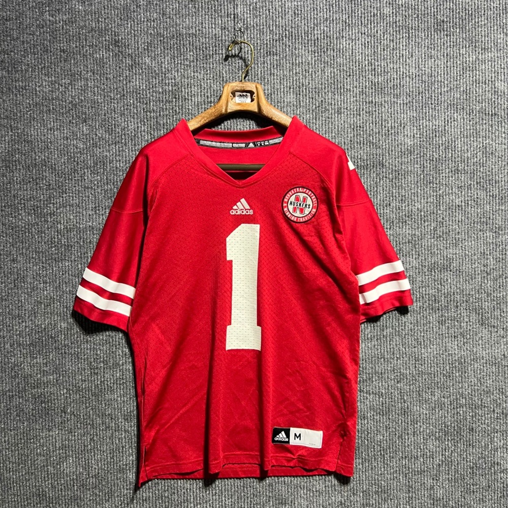 Adidas Nebraska Huskers Football Jersey Mens Medium Red NCAA Number 1 Mesh Shirt